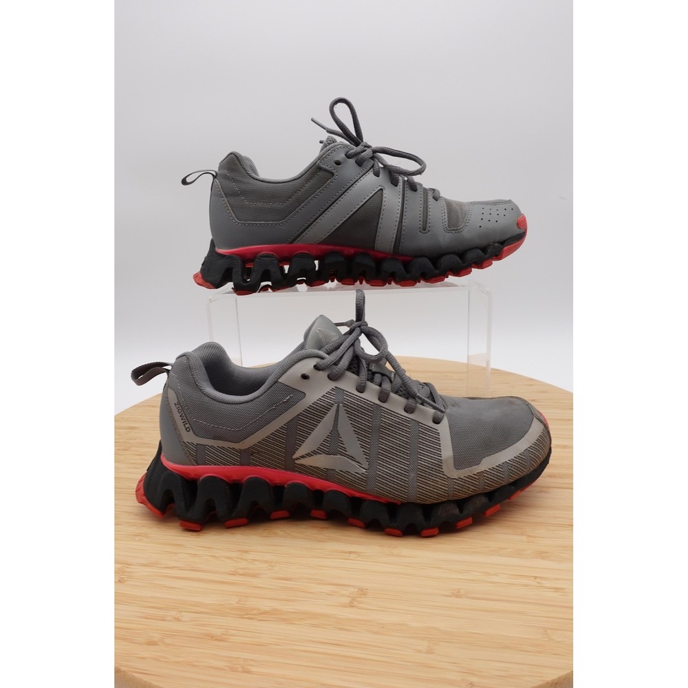 Reebok ZigWild Shoes Womens Size 7.5 38 Gray Mesh Red ZigTech Running Sneakers